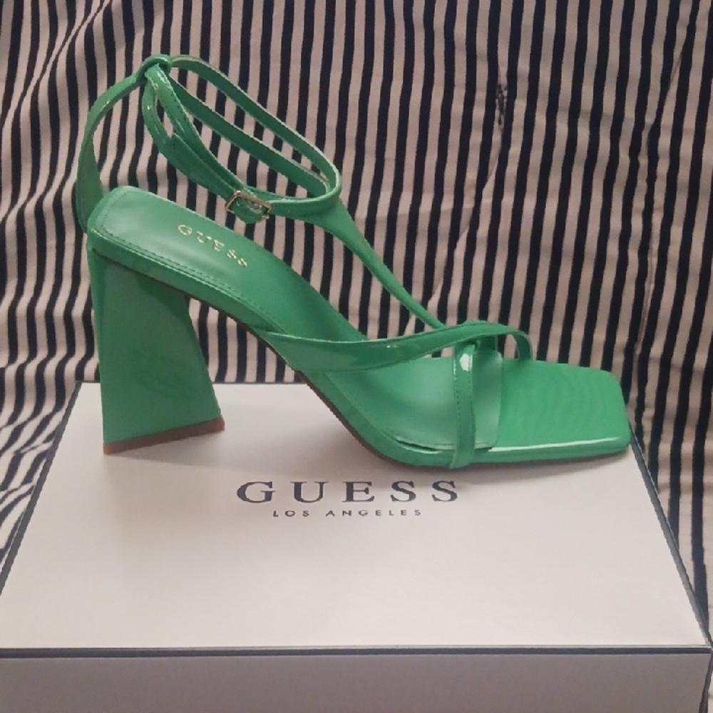 Guess Green Heels with Chunky Heel and Ankle Strap